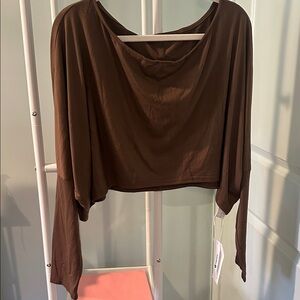 Brown Long Sleeve Crop Top